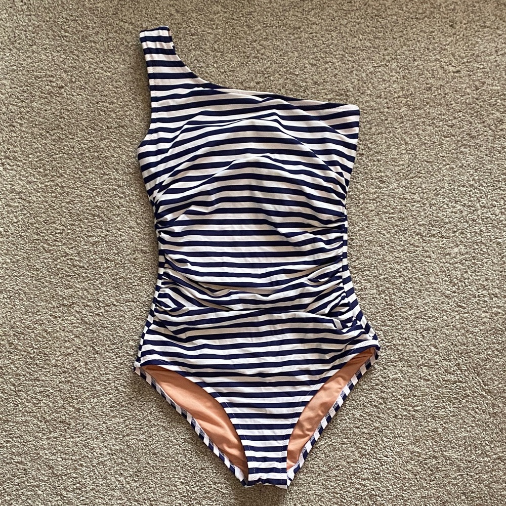 J. Crew one shoulder, ruched one piece